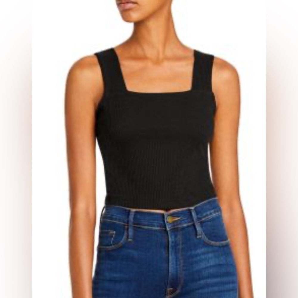 Aqua Black Ribbed Tank Top
